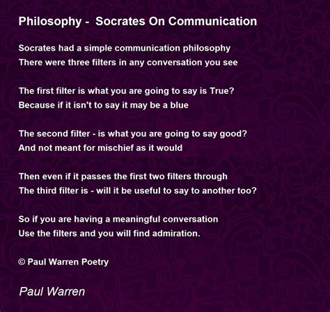 Philosophy Socrates On Communication Poem By Paul Warren Poem Hunter