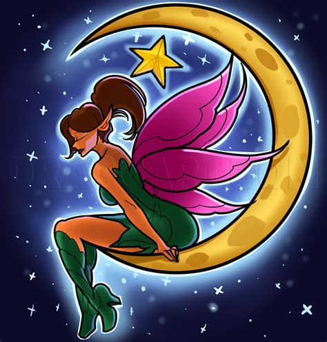 How To Draw A Moon Fairy Step By Step Drawing Guide By Dawn Dragoart