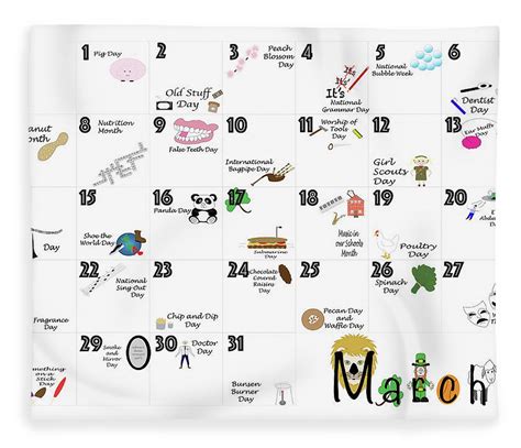 March 2021 Quirky Holidays And Unusual Celebrations Fleece Blanket For