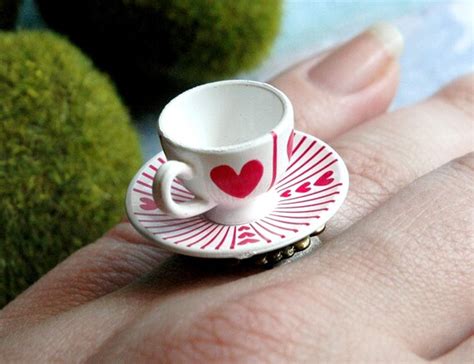 Teacup Ring Alice In Wonderland Queen Of Hearts White Red