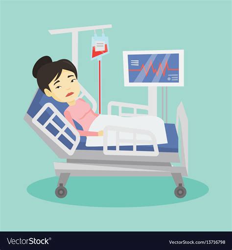 Woman Lying In Hospital Bed Royalty Free Vector Image