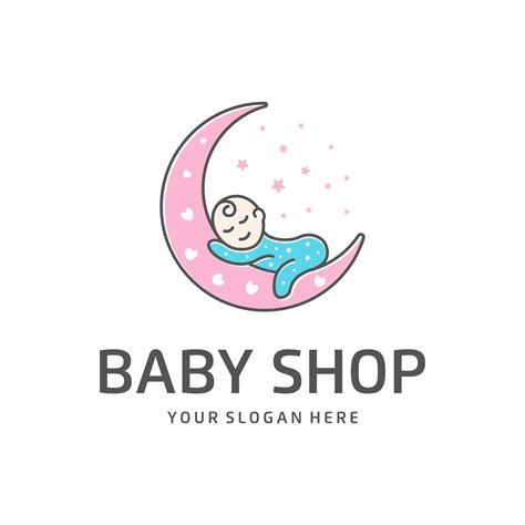 Baby Shop With Moon Heart Baby Logo Design 7559261 Vector Art At Vecteezy