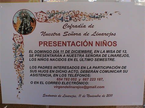 Iglesia De Linares Presentación De Niños A La Virgen De Linarejos