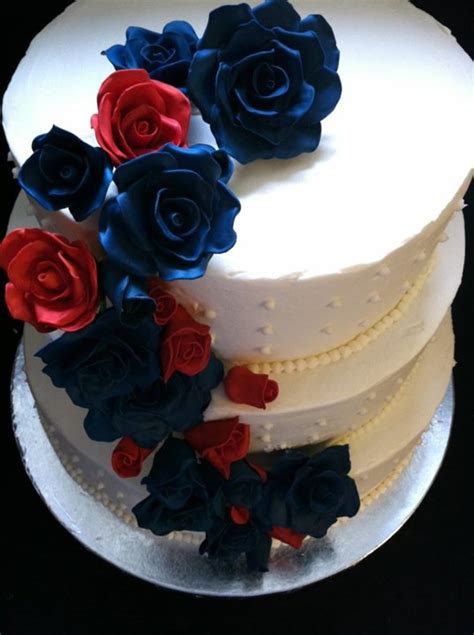 Navy And Red Roses Wedding