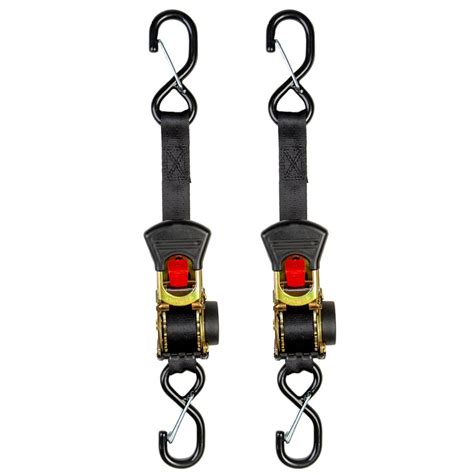 6 Retractable Ratcheting Tie Down Strap With S Hook Ends Package Of 2 Ratcheting Tie Downs