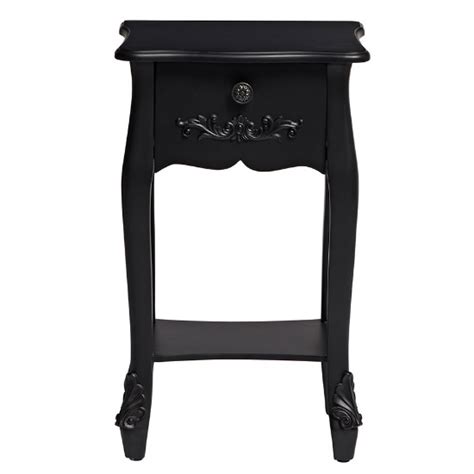 Alveley Wooden Bedside Table In Black With 1 Drawer Fif