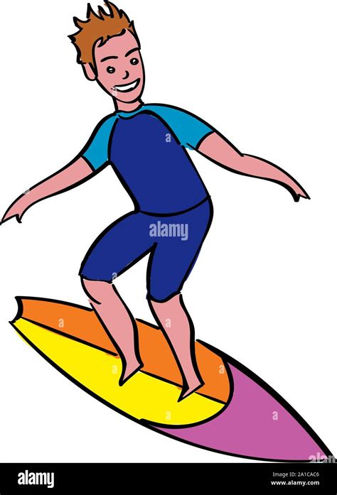 Boy Surfing Illustration Vector On White Background Stock Vector