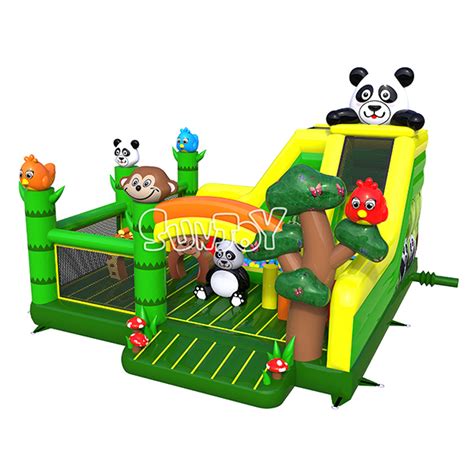 Panda Bounce House Slide With Ball Pit Combo New Design Sj Nco