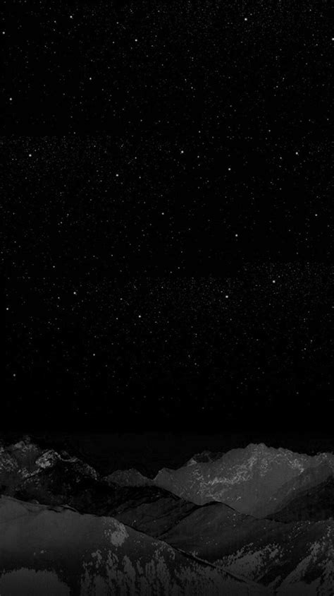 Black Night Stars Winter Mountain Wallpaper Iphone