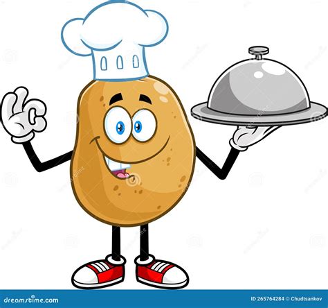 Potato Chef Cartoon Character Design Mascot Illustration Vector Drawing