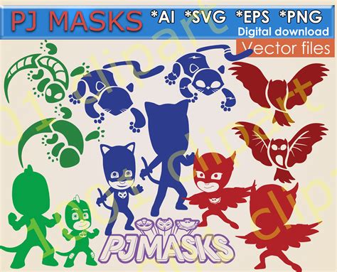 Pj Masks Svg Cricut Png Eps Ai Vector Files Digital Masks