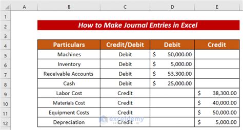 How To Make Journal Entries In Excel With Easy Steps