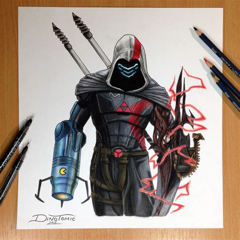 17 Game Character Combined Into One Pencil Drawing By Atomiccircus On