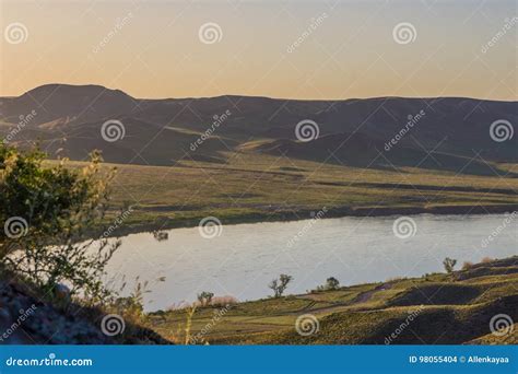Ili River Kazakhstan Steppe Landscape In Spring Stock Photo Image