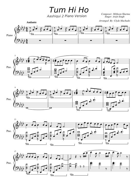 Tum Hi Ho Aashiqui Sheet Music For Piano Solo Musescore