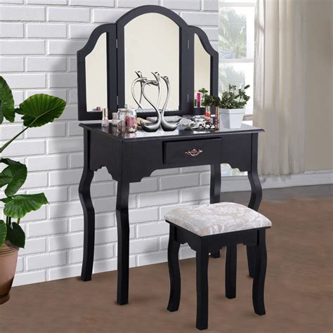 By now you already know that, whatever you are looking for, you're sure to find it on. Mirror Wood Vanity Table Set w/ Cushioned Stool - By ...