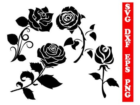 Rose Svg Roses Dxf Rose Silhouette Roses Clipart Svg