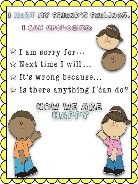 Free How To Say Sorry To Your Friend Poster Teaching Social Skills