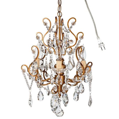 Riomasee plug in chandelier mini chrome chandelier 1 light elegant chandelier crystal iron ceiling light fixture for bedroom,bathroom,dining,living room 4.6 out of 5 stars 108 $59.39 $ 59. 4 Light Vintage Crystal Plug-In Chandelier (Gold) | Plug ...