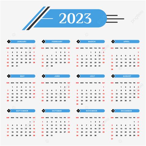 Gambar Kalender 2023 Dengan Gaya Geometris Biru Langit Dan Hitam