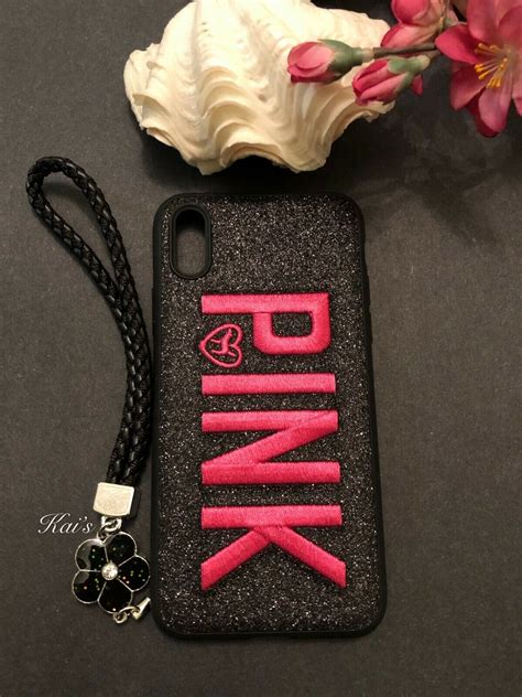Iphone Xxs Victoria Secret Pink Bling Glitter Soft Case Black 506