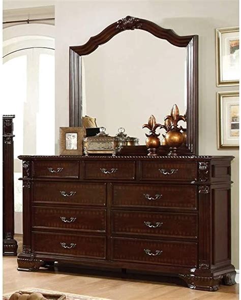 Traditional Cherry 2 Piece Dresser And Mirror Set Foa Brown