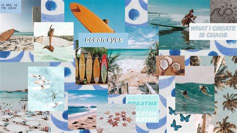 Beach Theme Collage Aesthetic Desktop Wallpaper Laptop Wallpaper