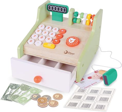 Classic World Cash Register Wooden Pretend Play Counting Toy For Kids