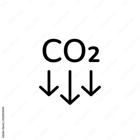 Co2 Emission Reduction Linear Black Icon Isolated On White Co2 Text