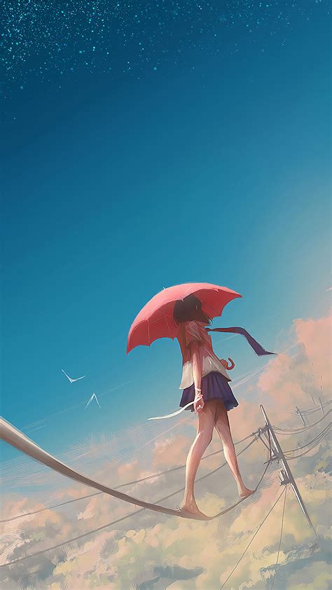 2160x3840 Anime Girl Walking On Power Line Sony Xperia Xxzz5 Premium Hd 4k Wallpapers Images