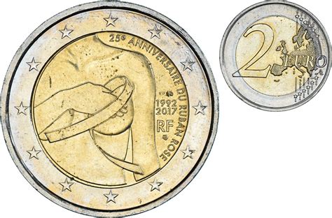 France 2 Euro 2017 25e Anniversaire Du Ruban Rose Bi Metallic Au55 58