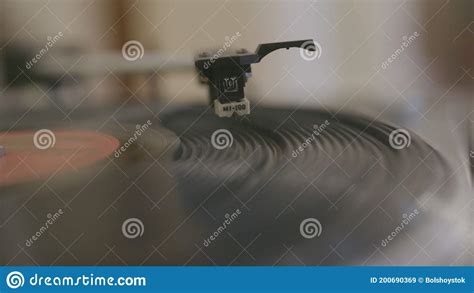 Spinning Broken Record On Record Player Stock Close Up Of Broken