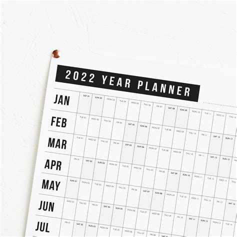 2022 Block Year Planner 2022 Wall Calendar Monthly Planner Etsy Uk