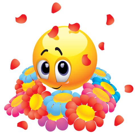 Sweet Emoticon With Flowers Symbols And Emoticons