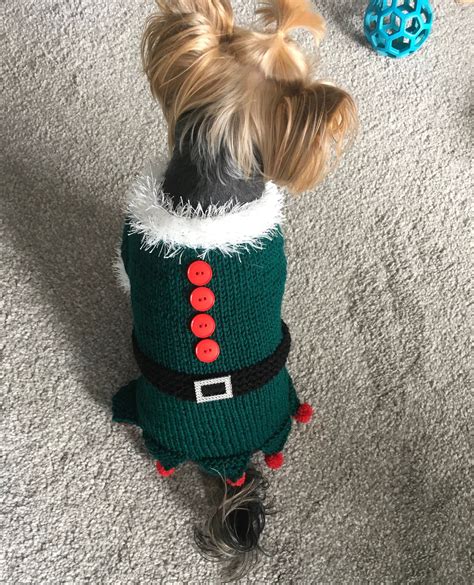 Knitting Pattern Christmas Elf Dog Sweater Pdf Etsy In 2020
