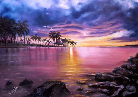 A Tropical Sunset Painting By Nick Danapassis Artmajeur