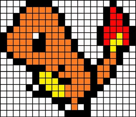 Charmander Pixel Art Grid Minecraft