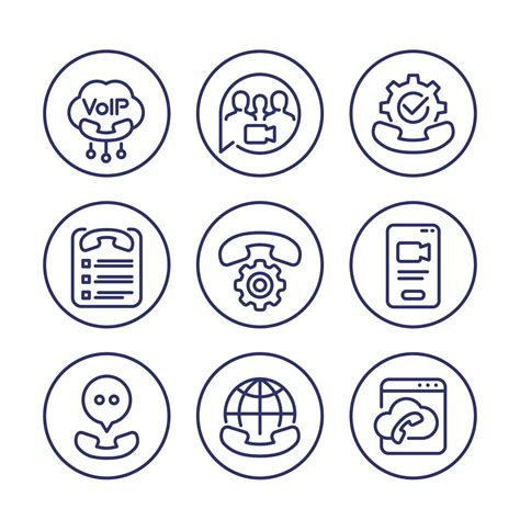 Voip Telephony Video Call Line Icons 9206737 Vector Art At Vecteezy