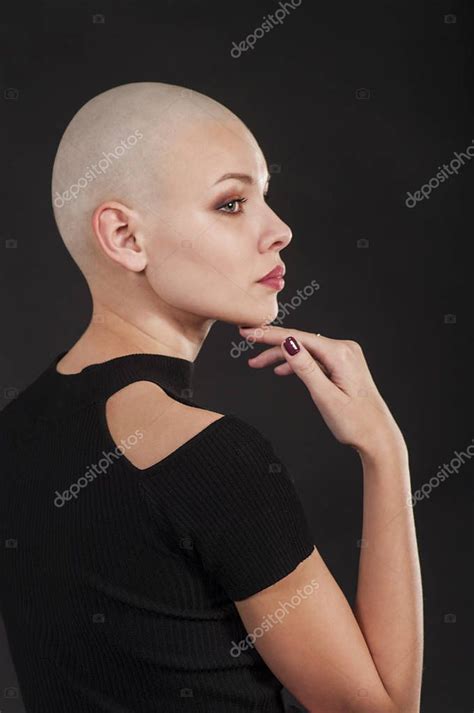 Emotional Portrait Of Girl Shaved Bald Stock Photo Lik Vvs