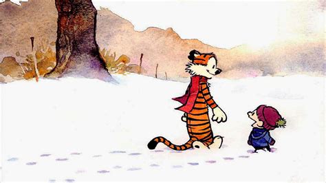 Download Calvin And Hobbes 4k Winter Adventure Wallpaper