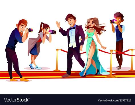 Celebrities With Paparazzi On Red Carpet Vector Image On Famous