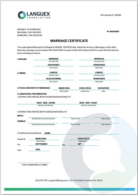 Uscis Birth Certificate Translation Template
