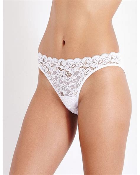 Hanro Moments Stretch Lace High Cut Briefs In White Lyst