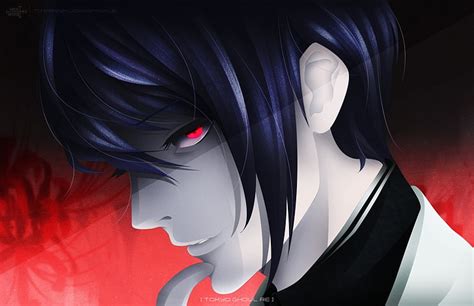 Anime Tokyo Ghoulre Blue Hair Boy Red Eyes Shū Tsukiyama Smile