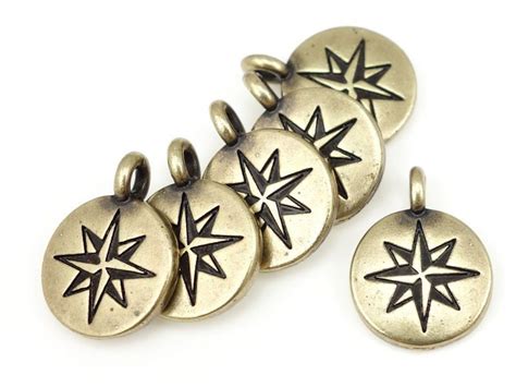 Mini North Star Charm Tierracast Antique Brass Charms For Jewelry