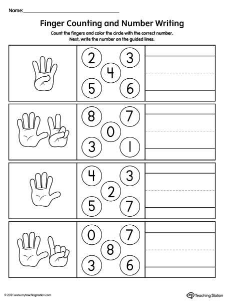 Finger Counting 1 10 And Number Writing Worksheet Writing Worksheets