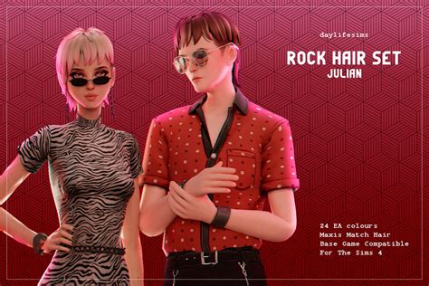 Sims 4 Rock Hair Set Julian Asymmetrical Mullet The Sims Book