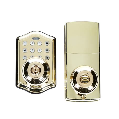 Honeywell Polished Brass Electronic Knob With Lighted Keypad In The