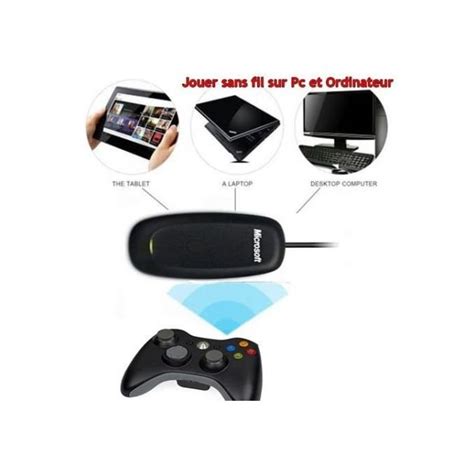 Récepteur Sans Fil De Manette Xbox 360 Sur Pc Microsoft Noir Goci