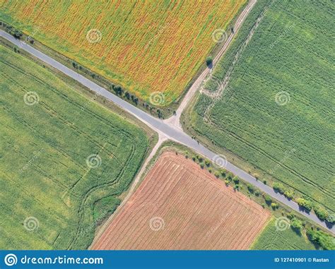 Rural Crossroads Aerial View Stock Image Image Of Environment